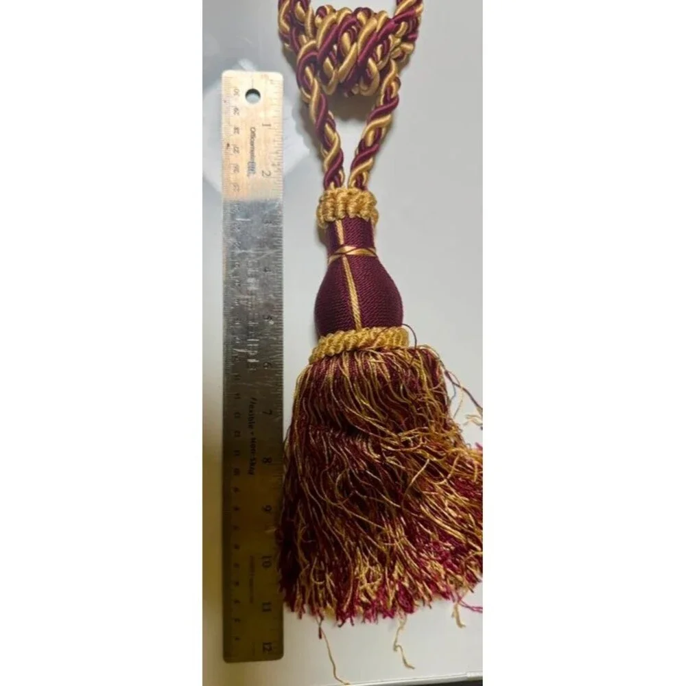 Pair of Burgundy & Gold Tassel Tiebacks